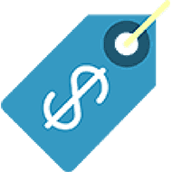 A blue price tag